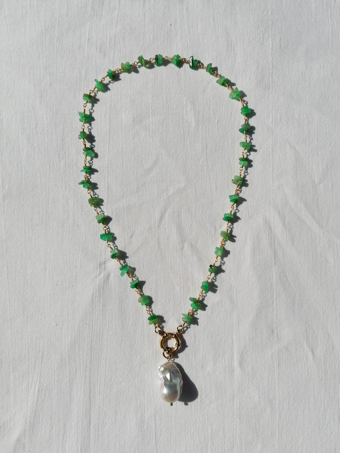 Chrysoprase and pearl necklace