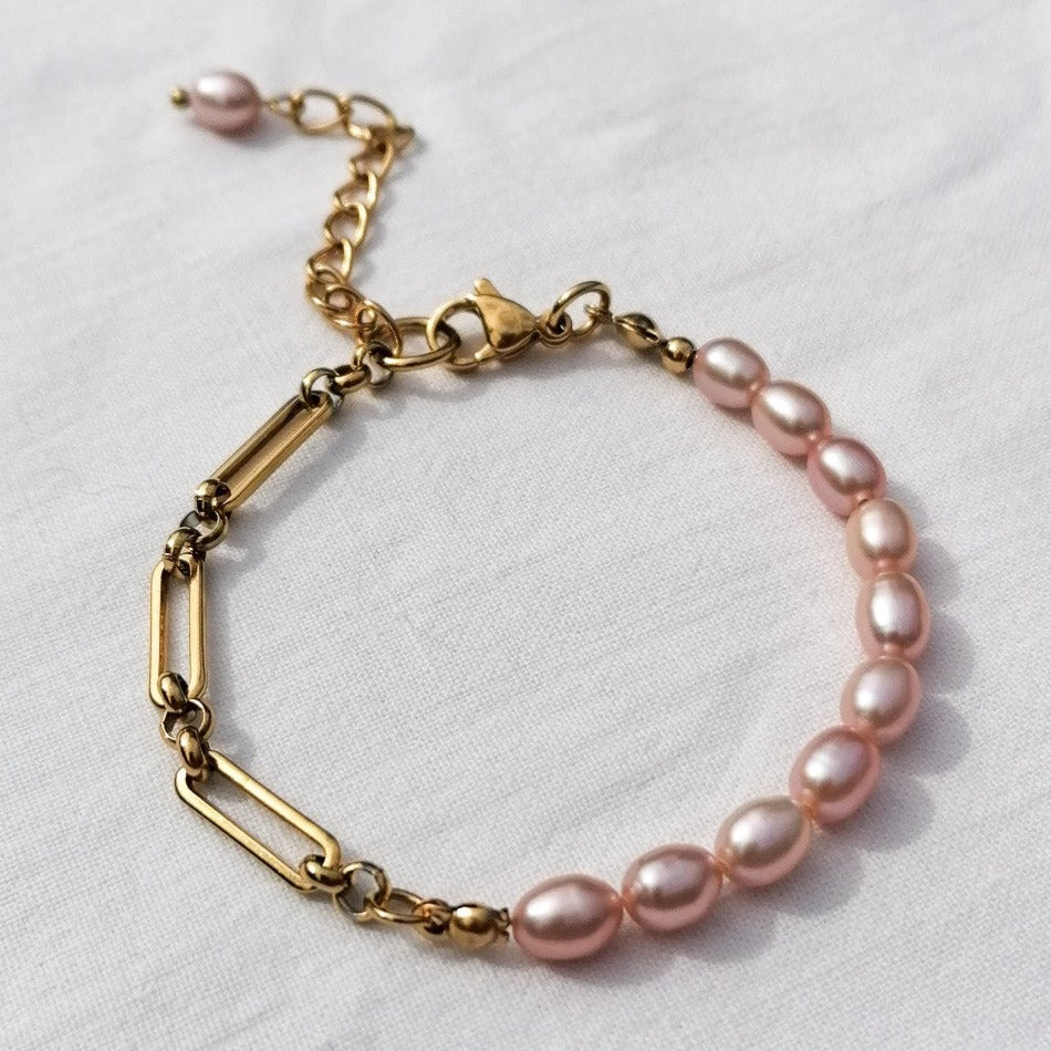 Rosé half pearl bracelet