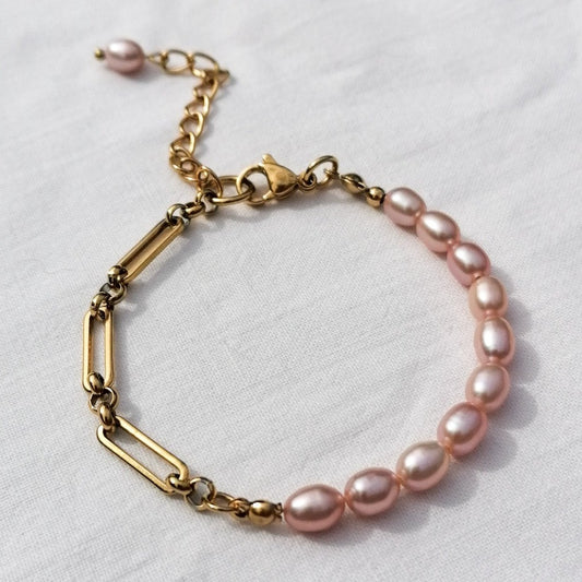 Rosé half pearl bracelet