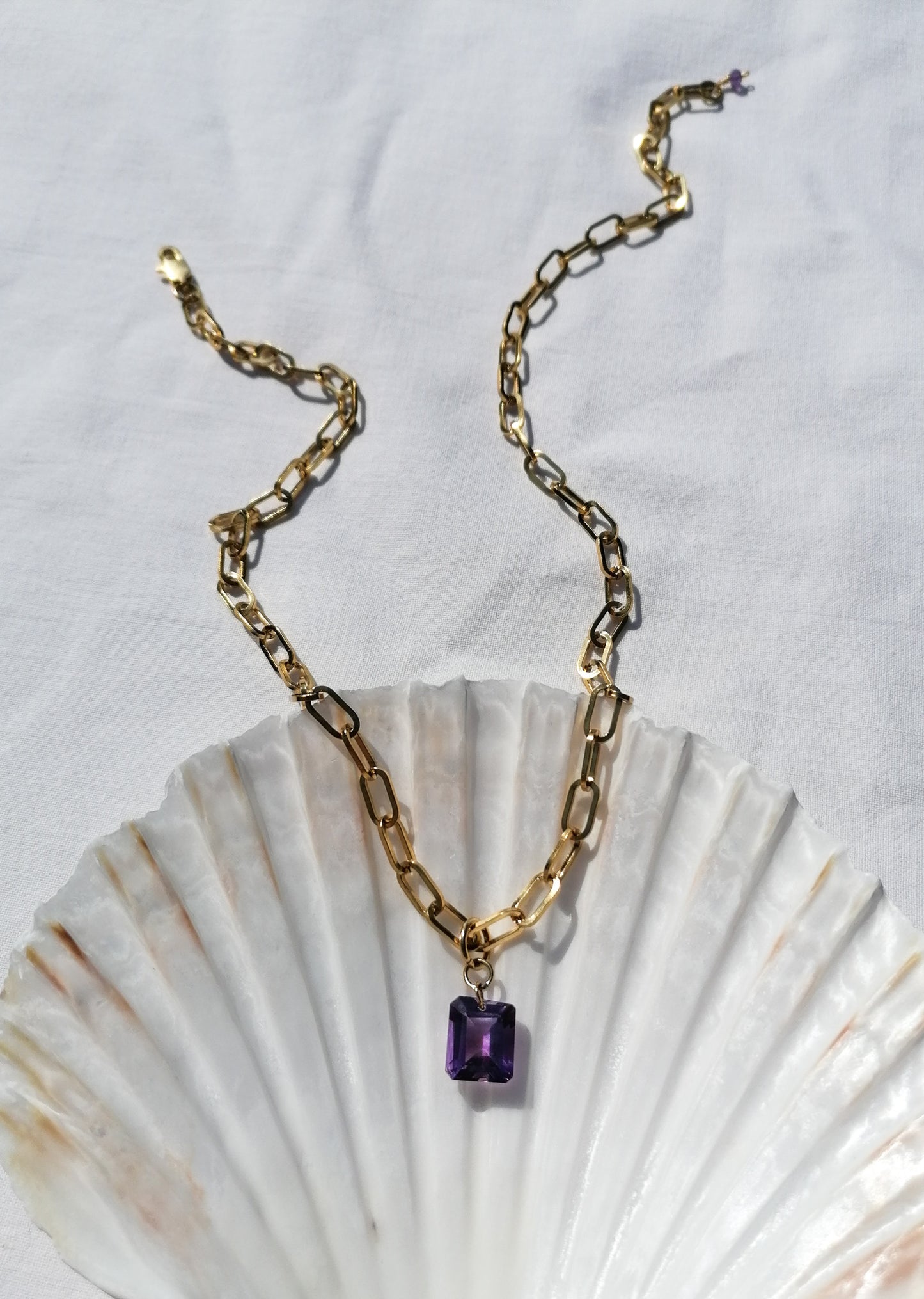 Octagon cut amethyst necklace