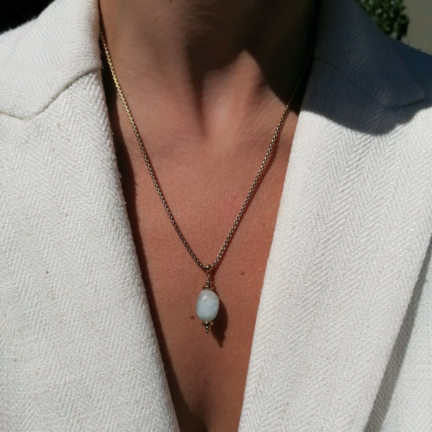 Aquamarine nugget necklace