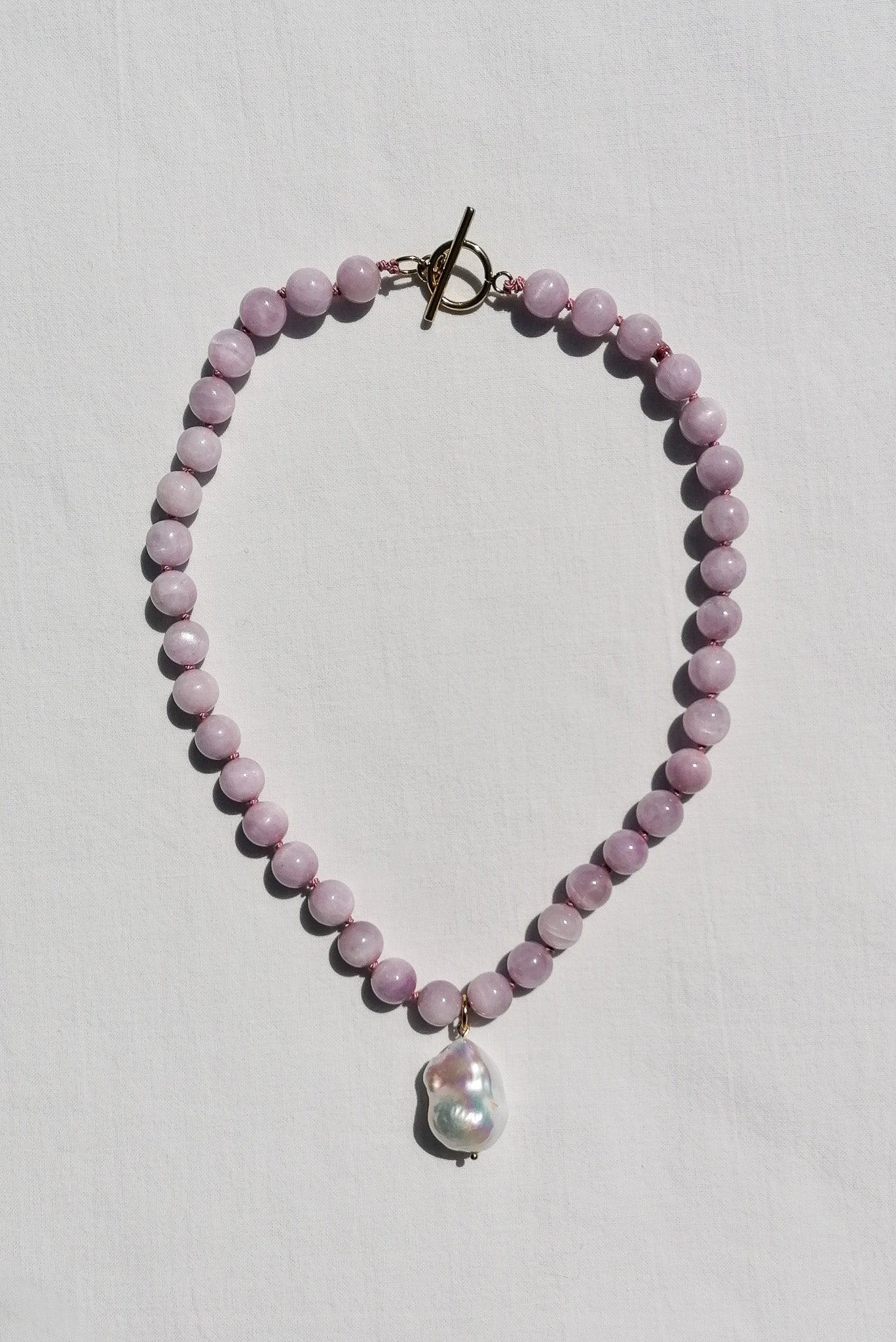 Kunzite pearl necklace