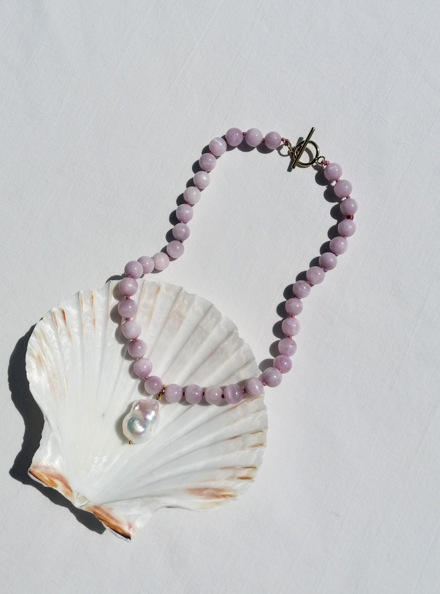 Kunzite pearl necklace