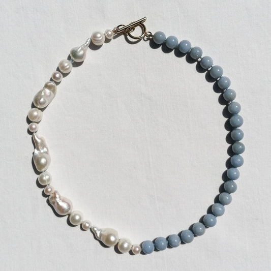 Necklace - angelite and pearls