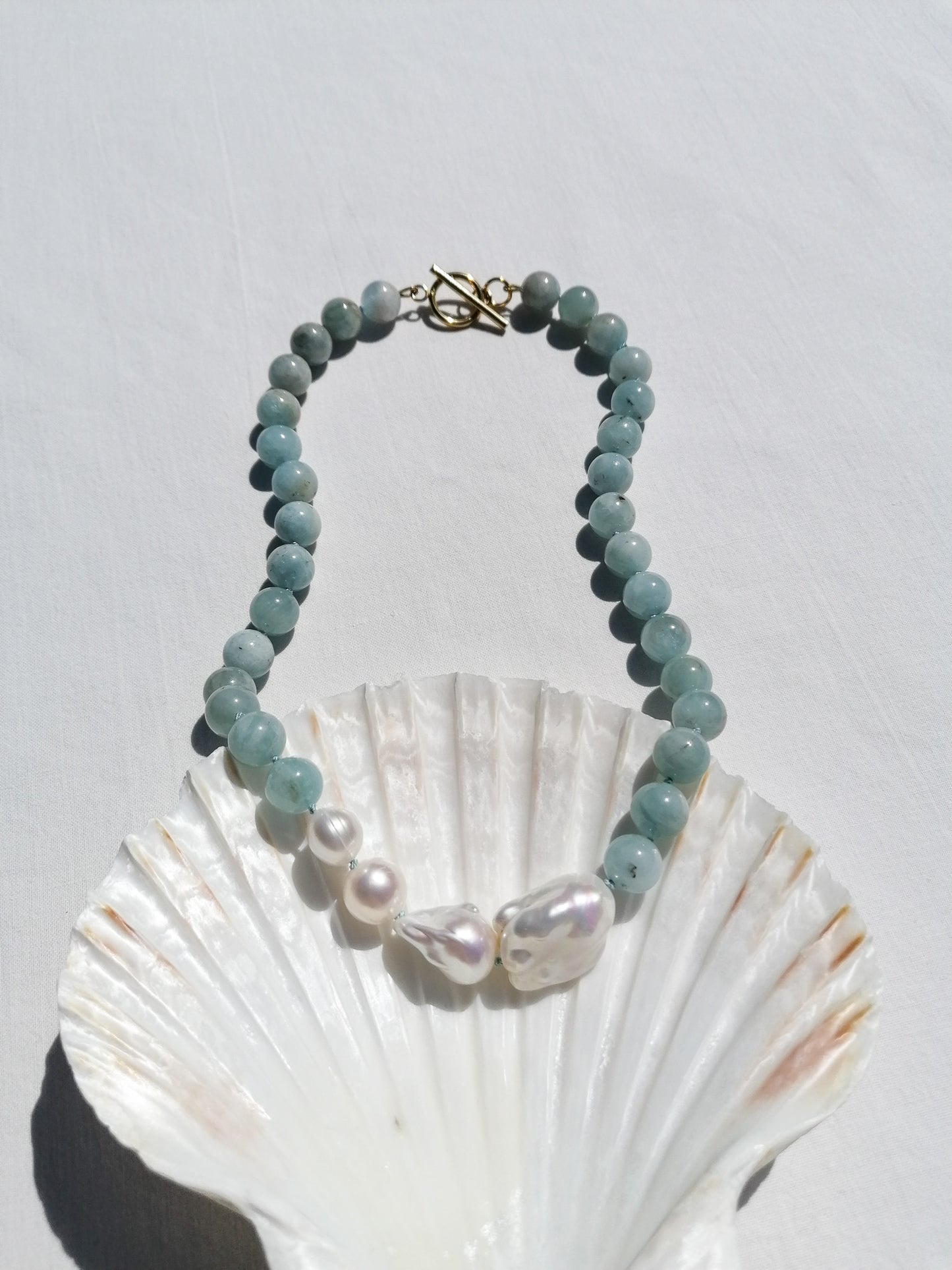 Aquamarine & pearl necklace