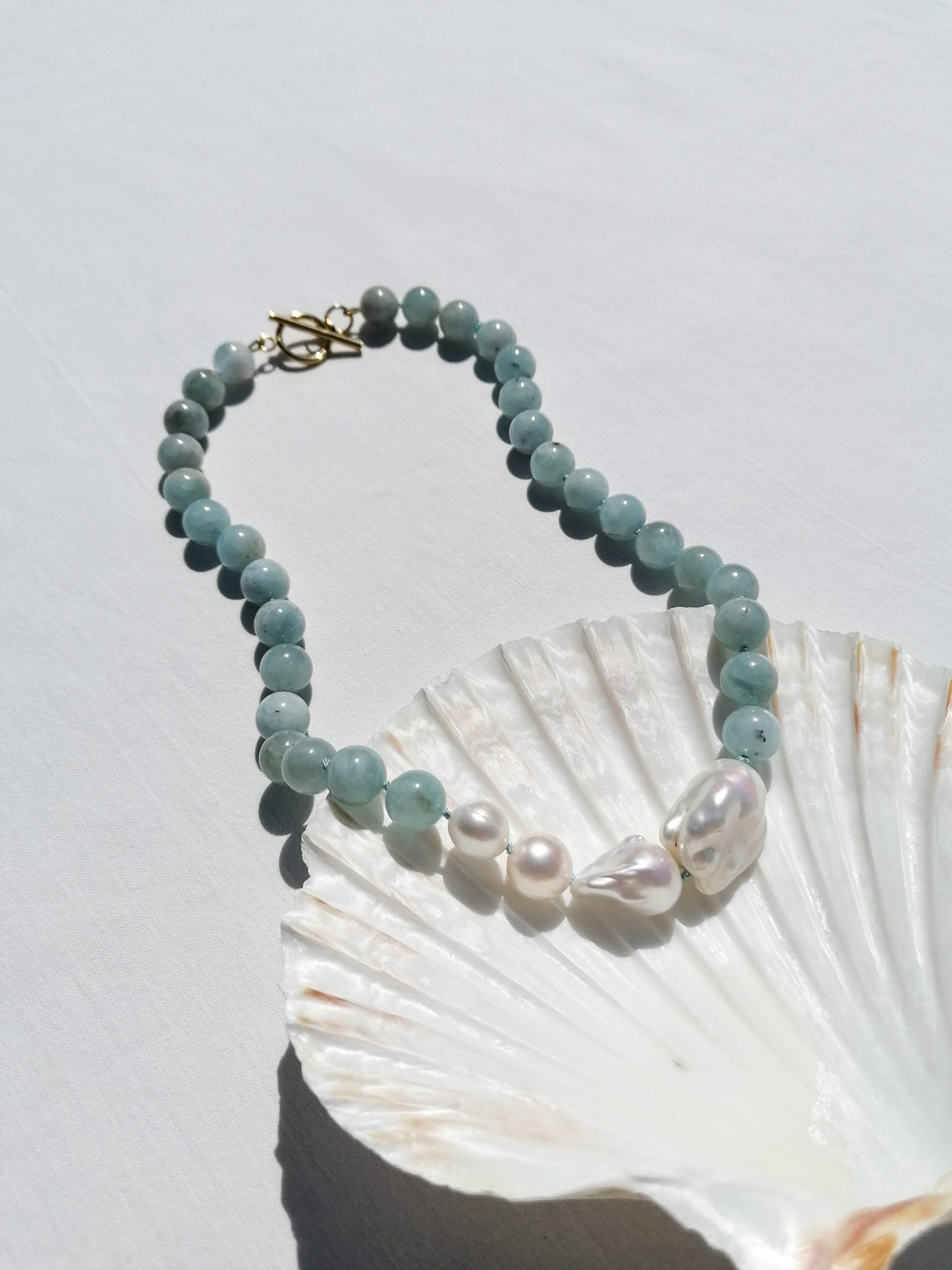 Aquamarine & pearl necklace