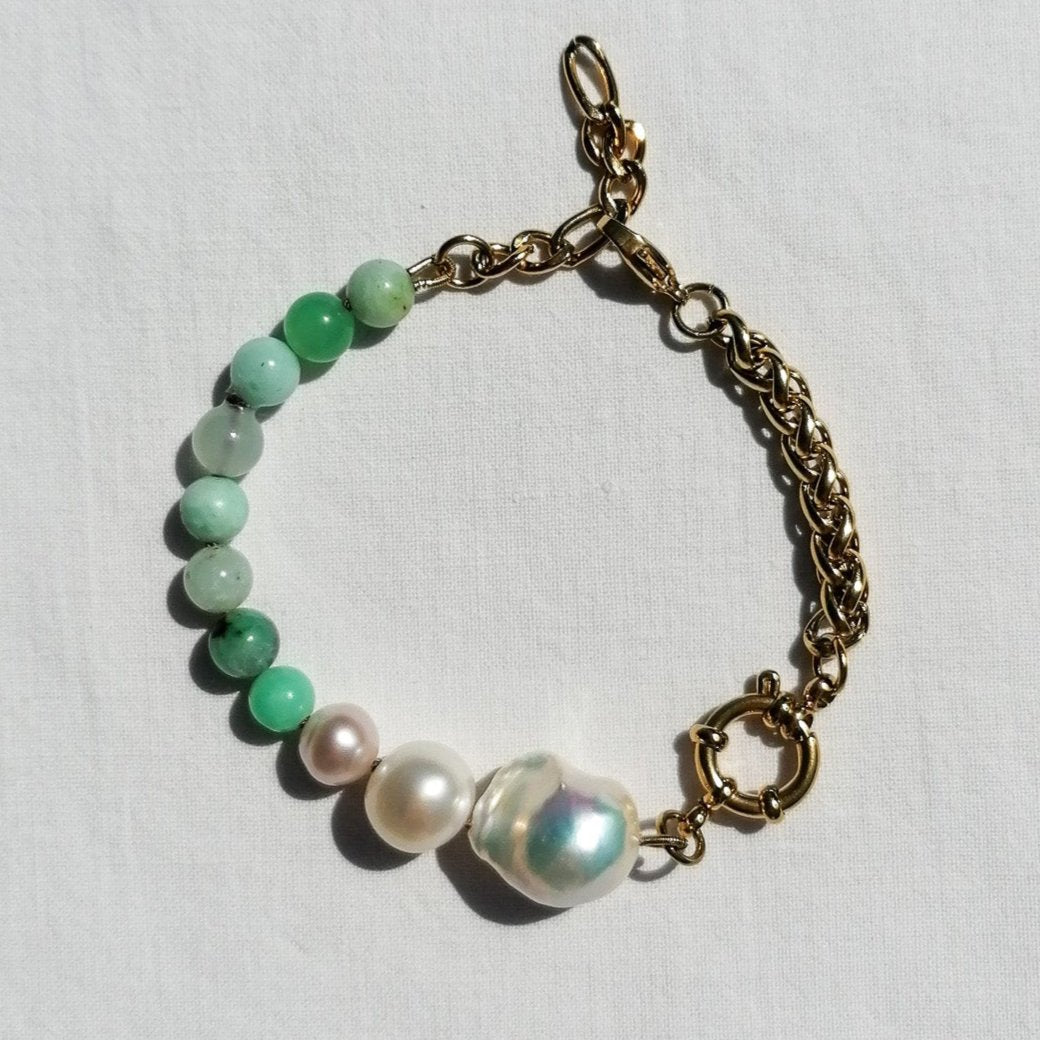 Chrysoprase & pearl bracelet