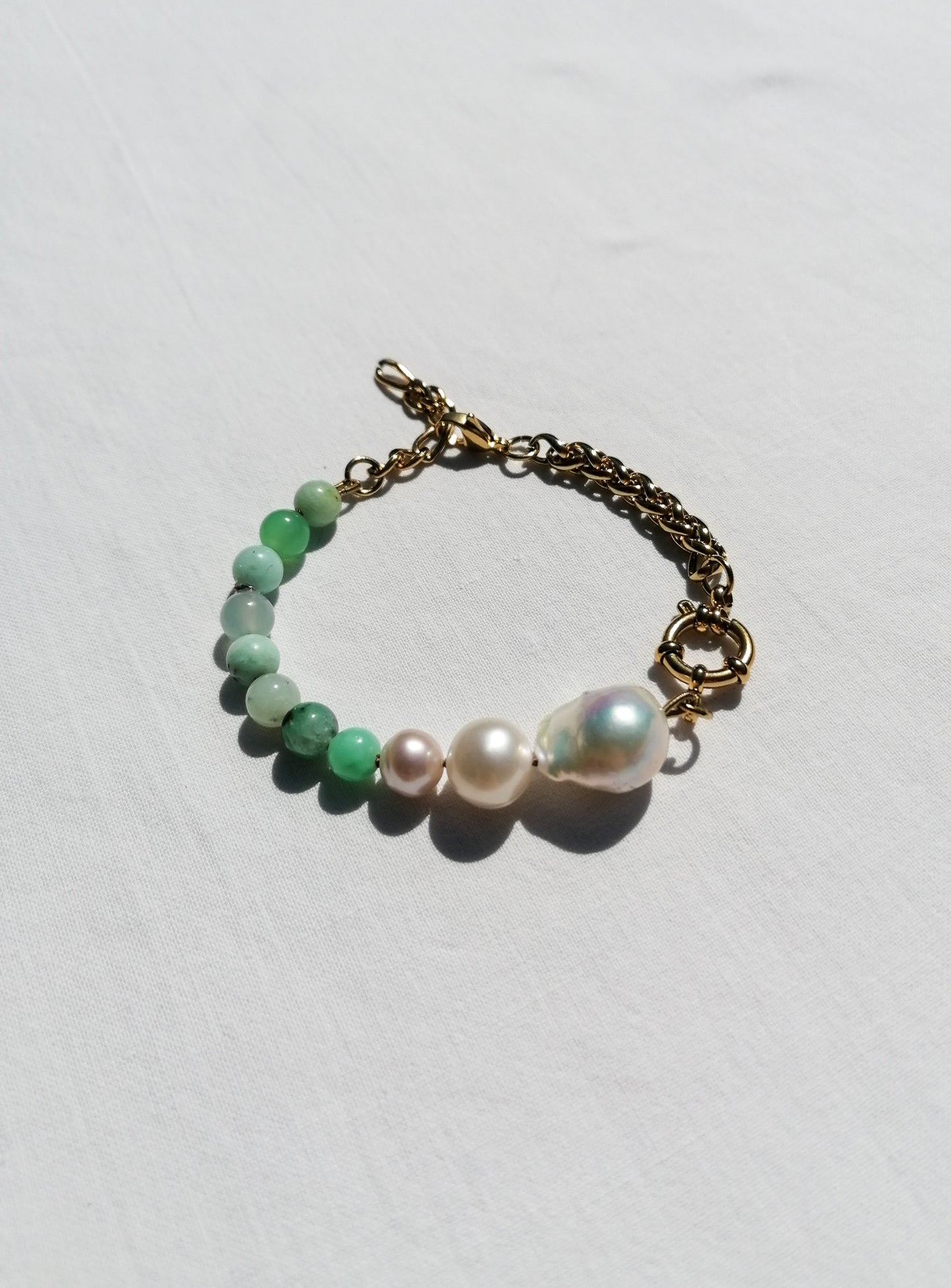 Chrysoprase & pearl bracelet