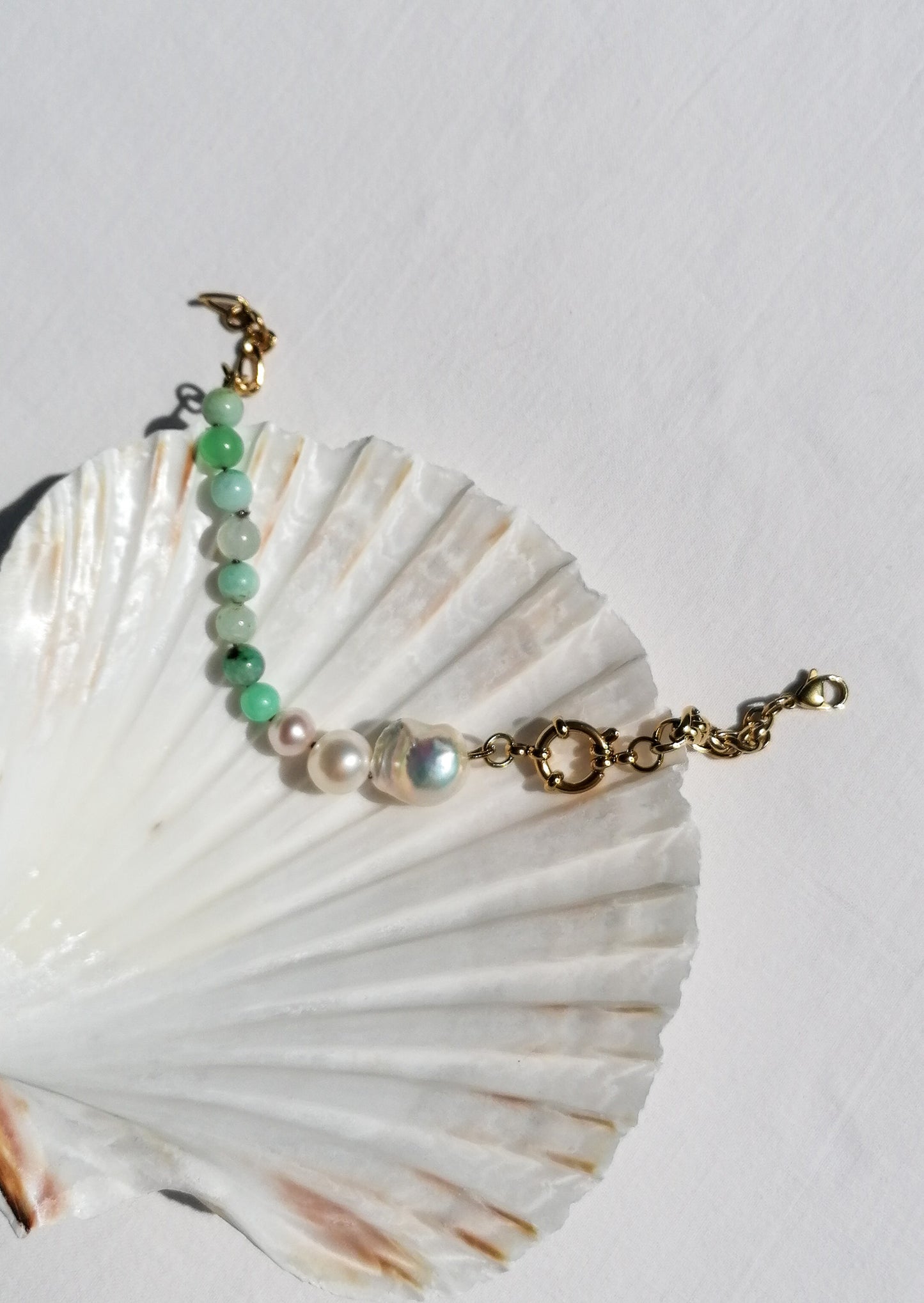 Chrysoprase & pearl bracelet