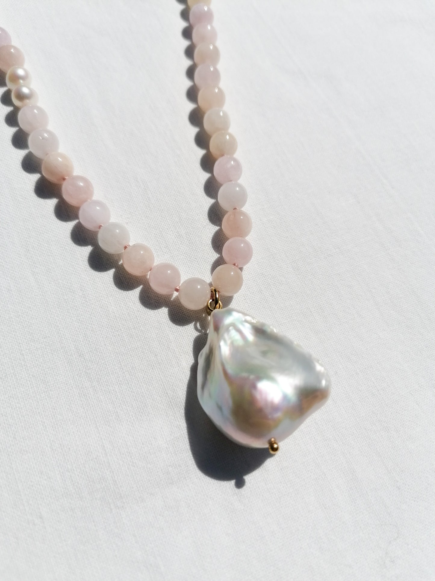 Morganite & pearl necklace