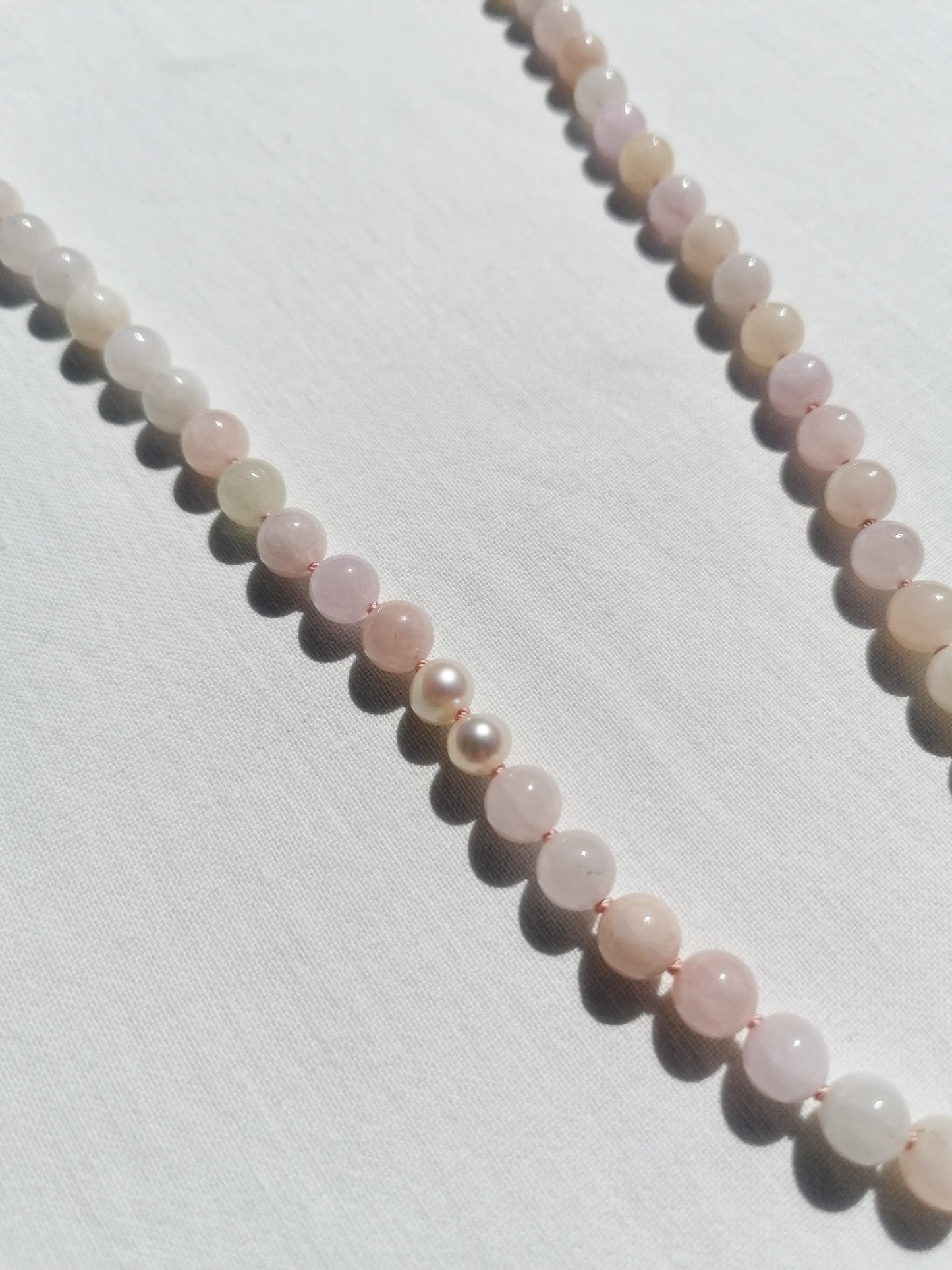 Morganite & pearl necklace