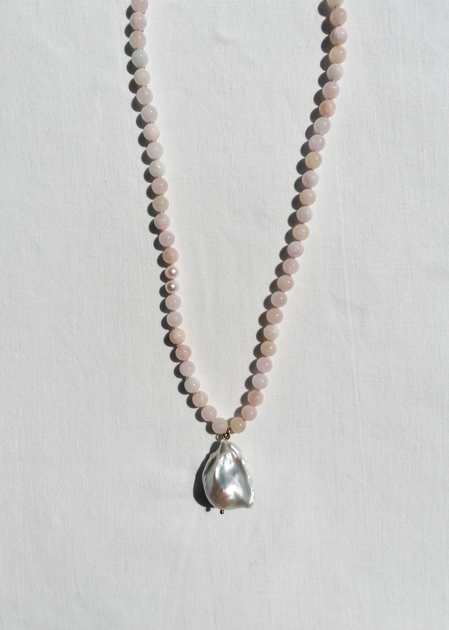 Morganite & pearl necklace