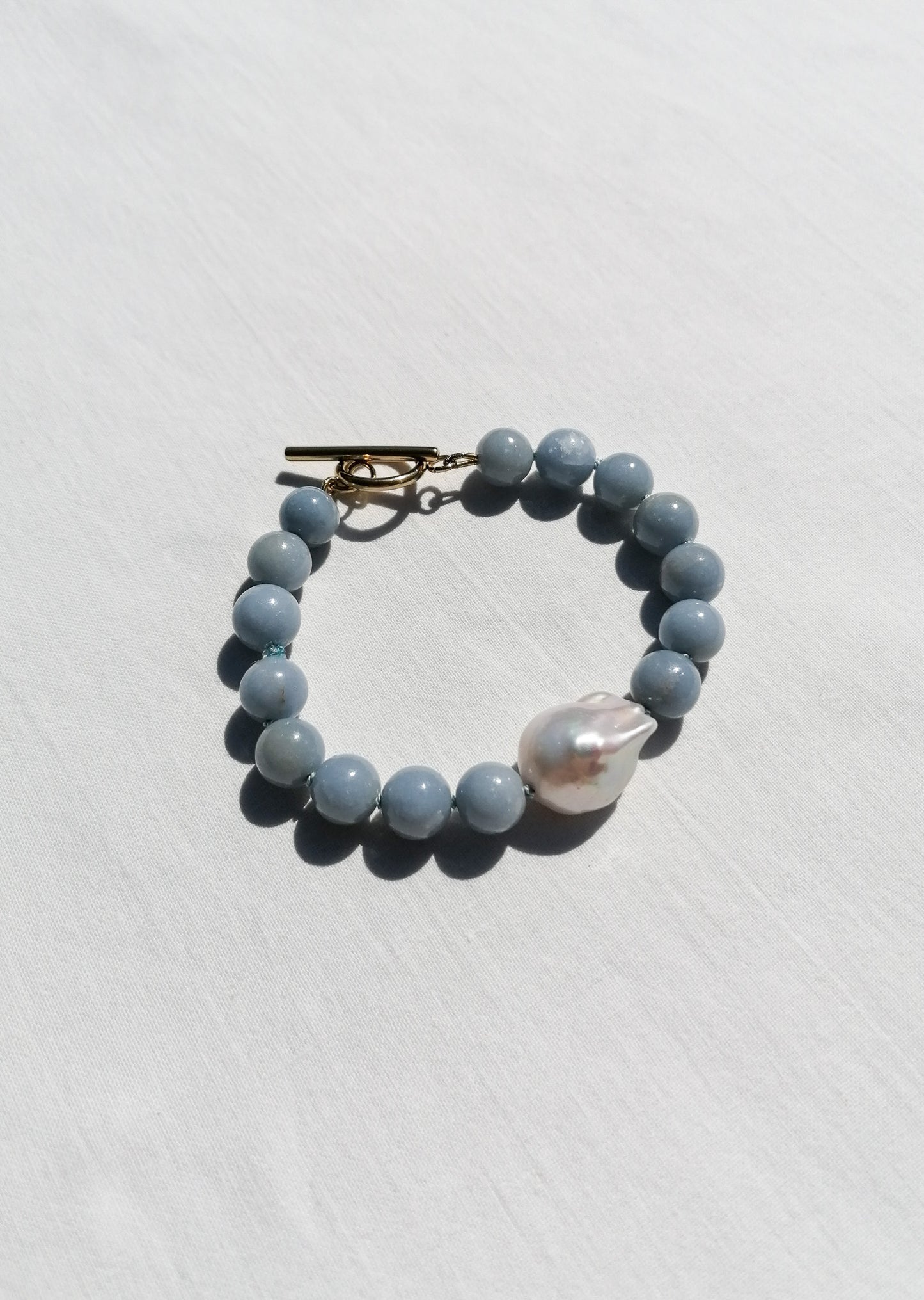 Angelite & pearl bracelet