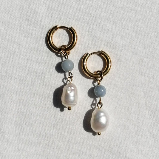 Angelite & pearl earrings