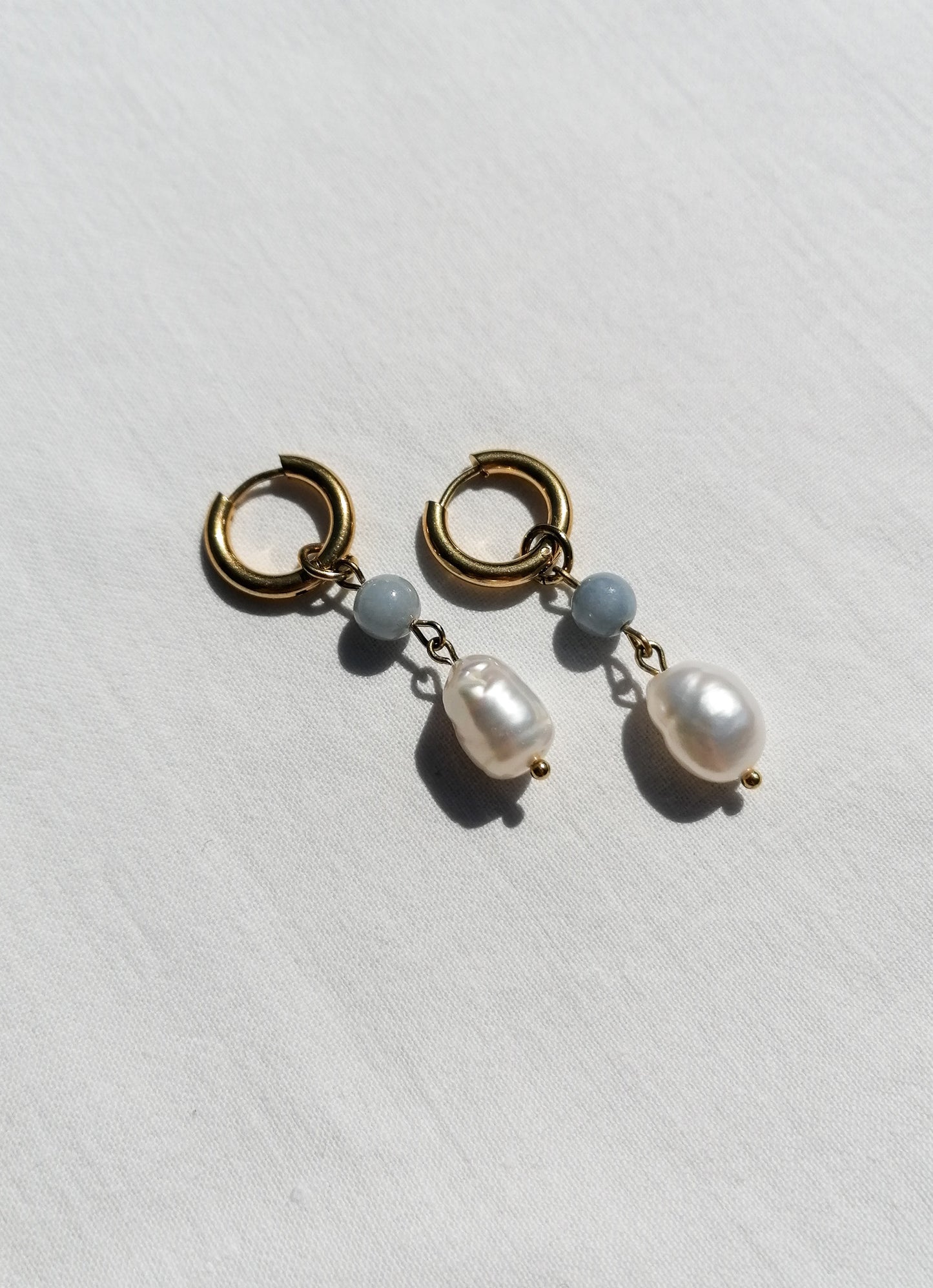 Angelite & pearl earrings