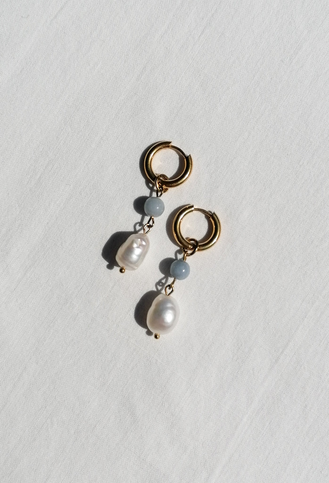 Angelite & pearl earrings