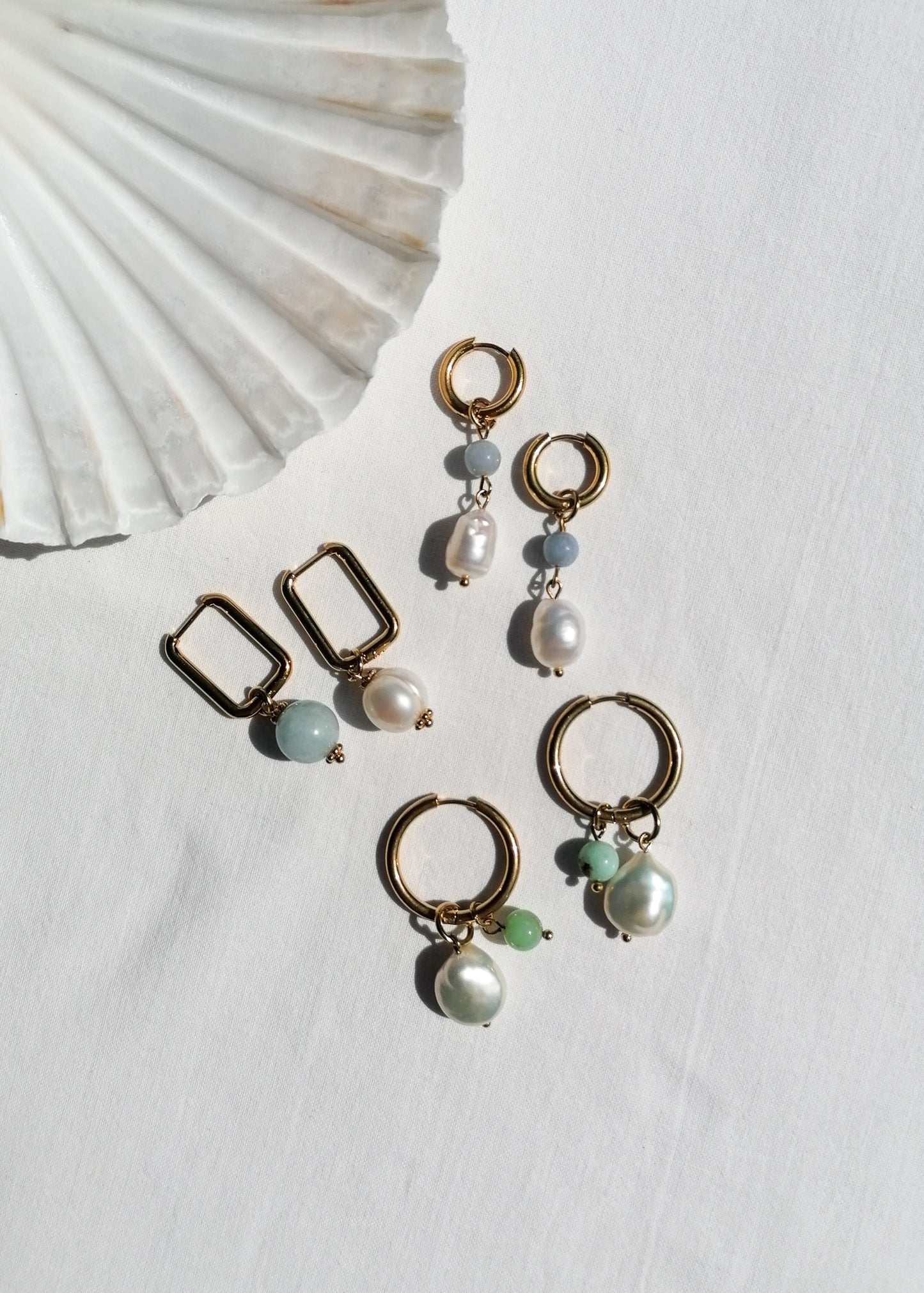 Angelite & pearl earrings