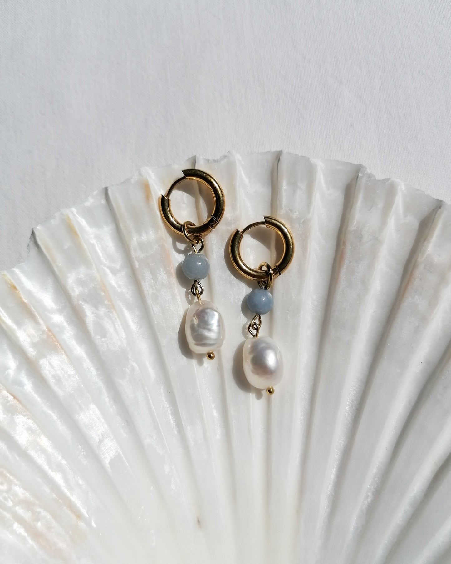 Angelite & pearl earrings