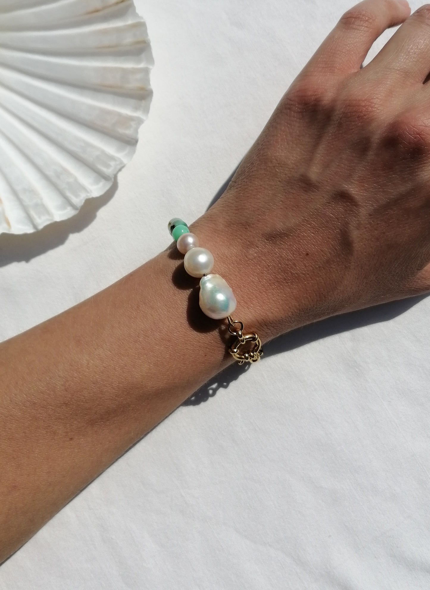 Chrysoprase & pearl bracelet