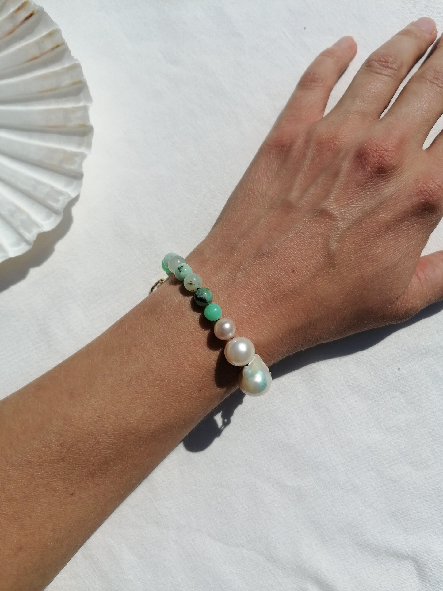 Chrysoprase & pearl bracelet