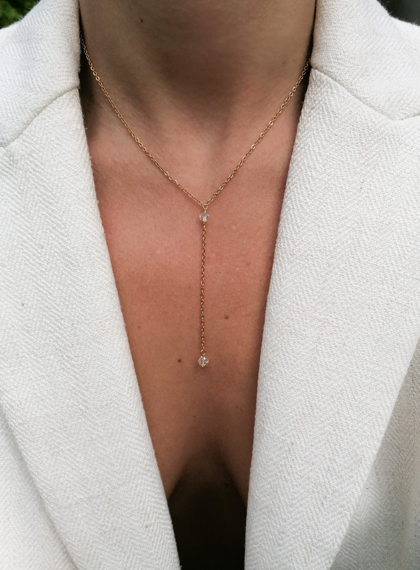 Herkimer diamond Y necklace