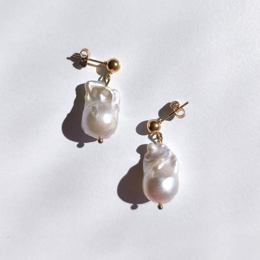 Flameball pearl drop earrings