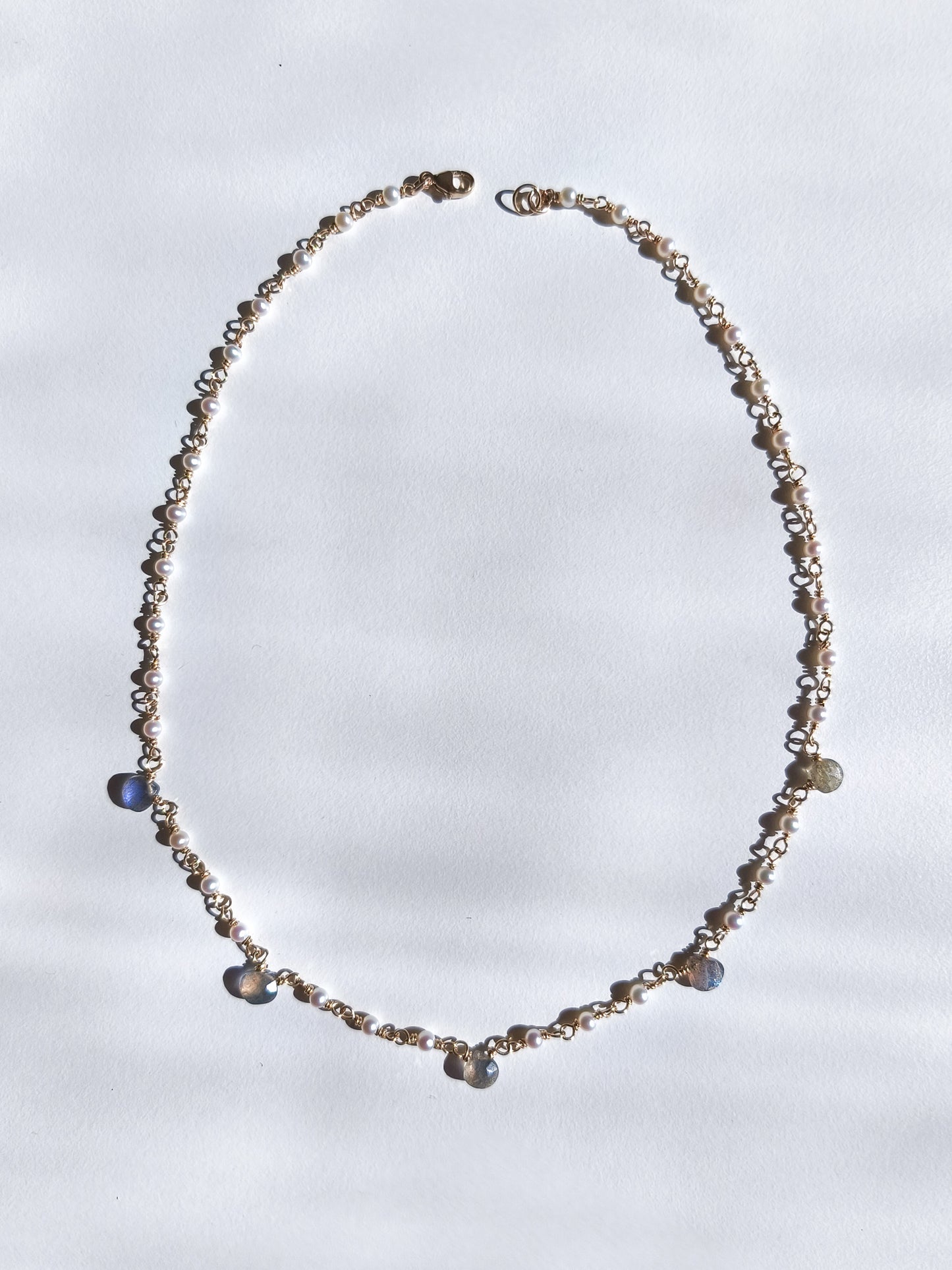 Labradorite and pearl necklace