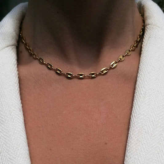 Coffee bean necklace - gold