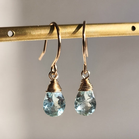 Aquamarine teardrop earrings - 14k gold filled