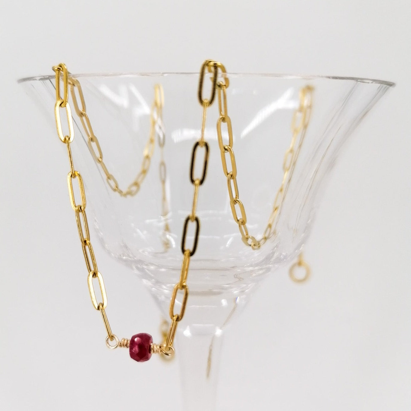Ruby paperclip chain necklace