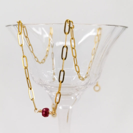Ruby paperclip chain necklace