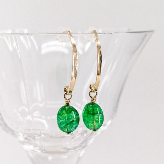 Oval emerald earrings - gold filled