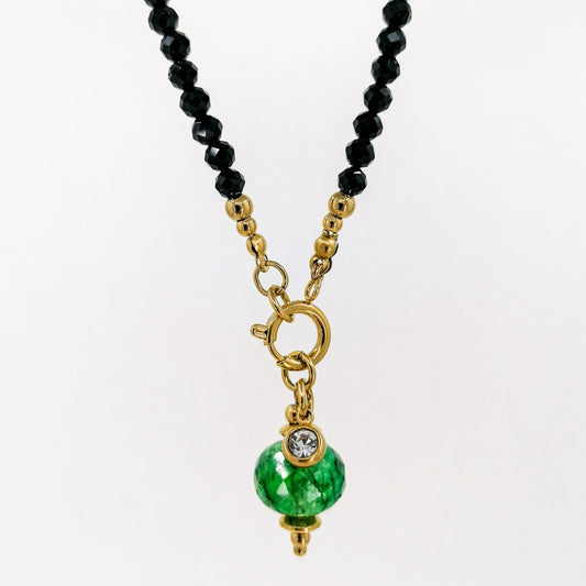 Emerald & black spinel necklace