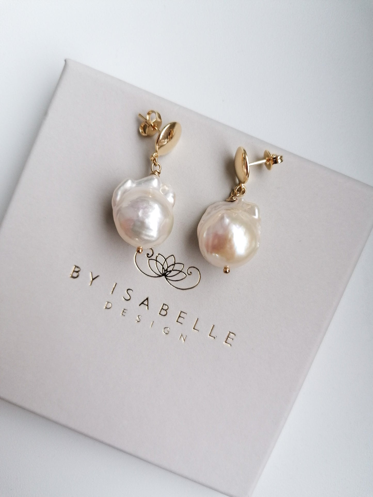 Flameball pearl earrings - gold filled