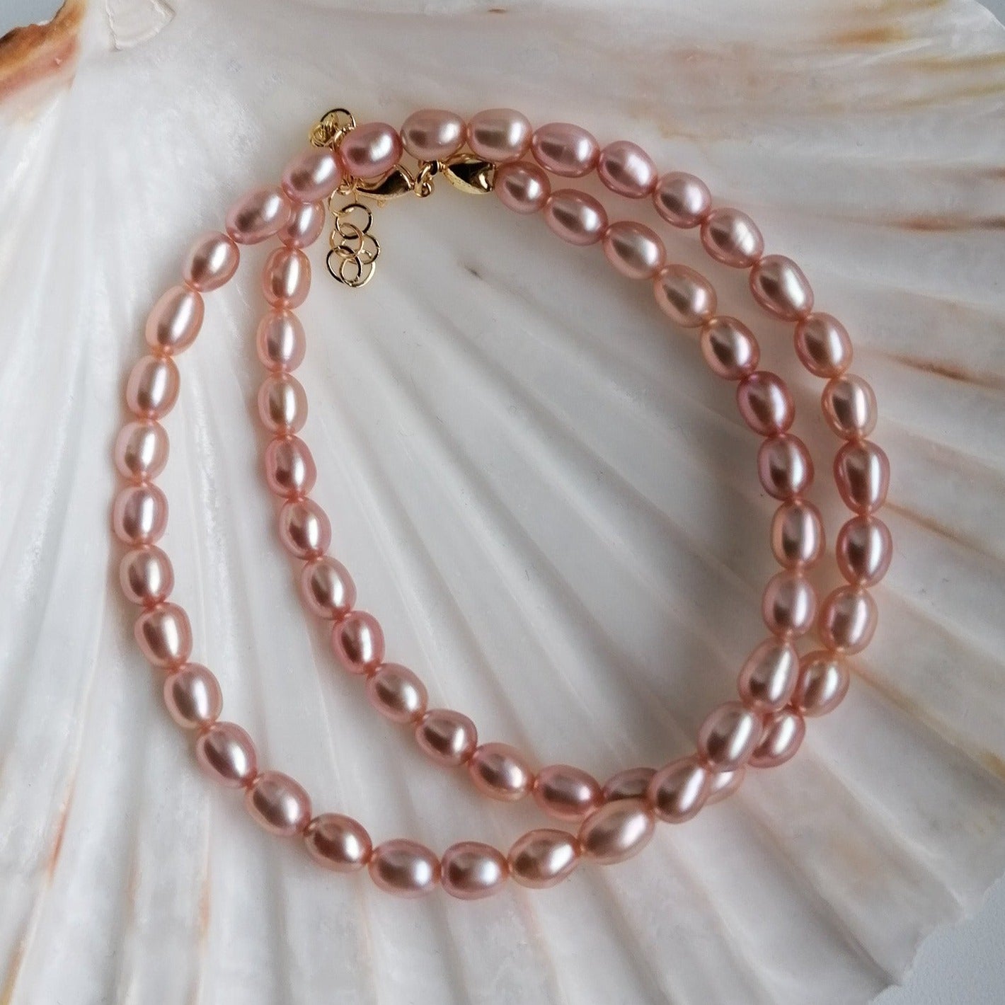 Dark rosé pearl necklace - gold filled