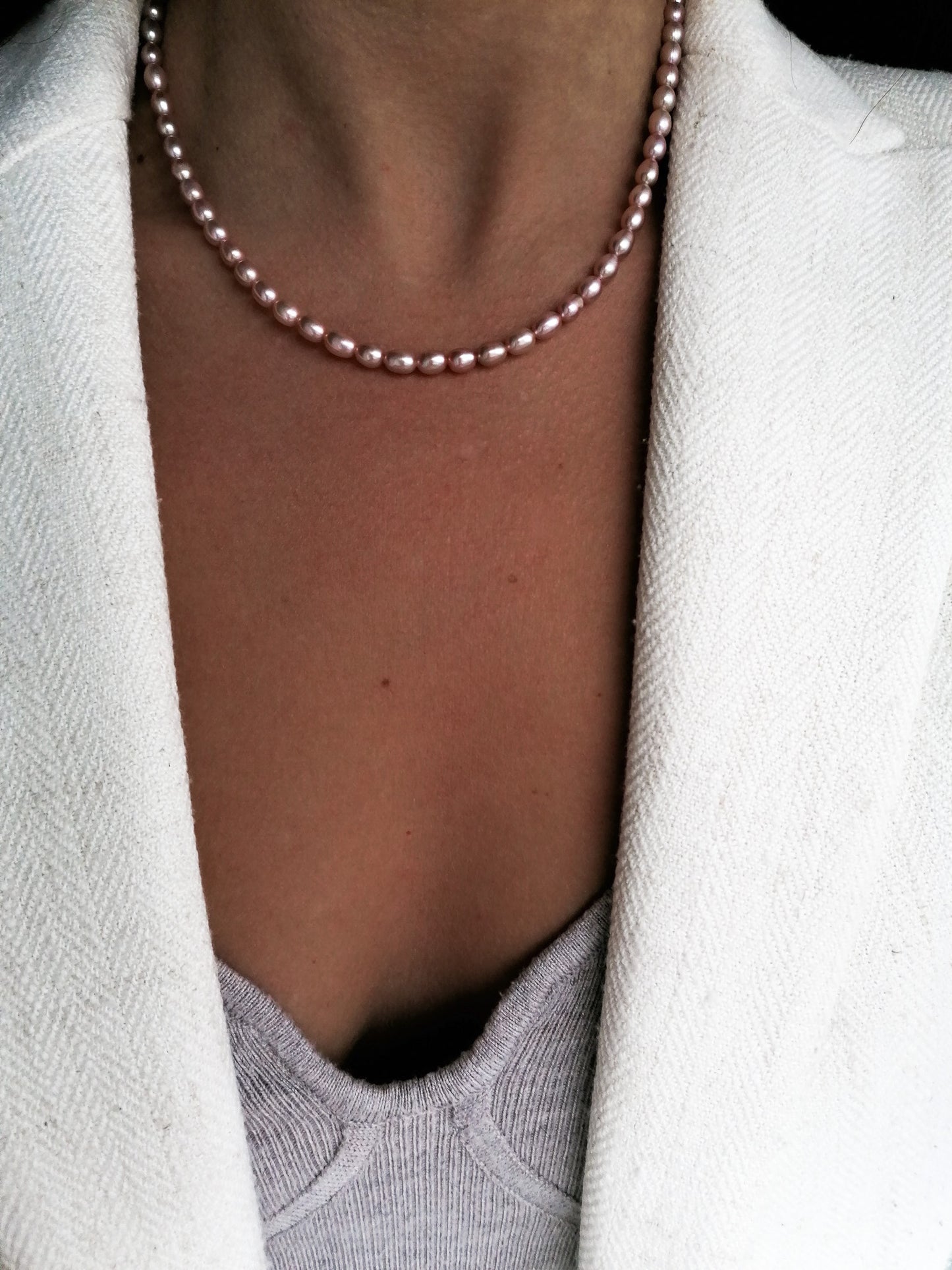 Dark rosé pearl necklace - gold filled
