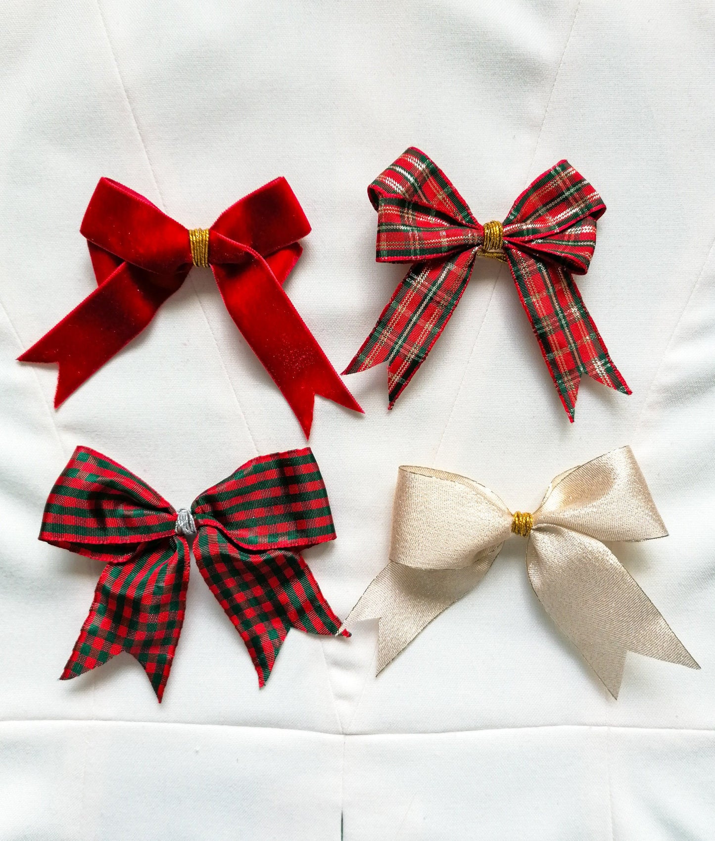 Red velvet bow ornaments