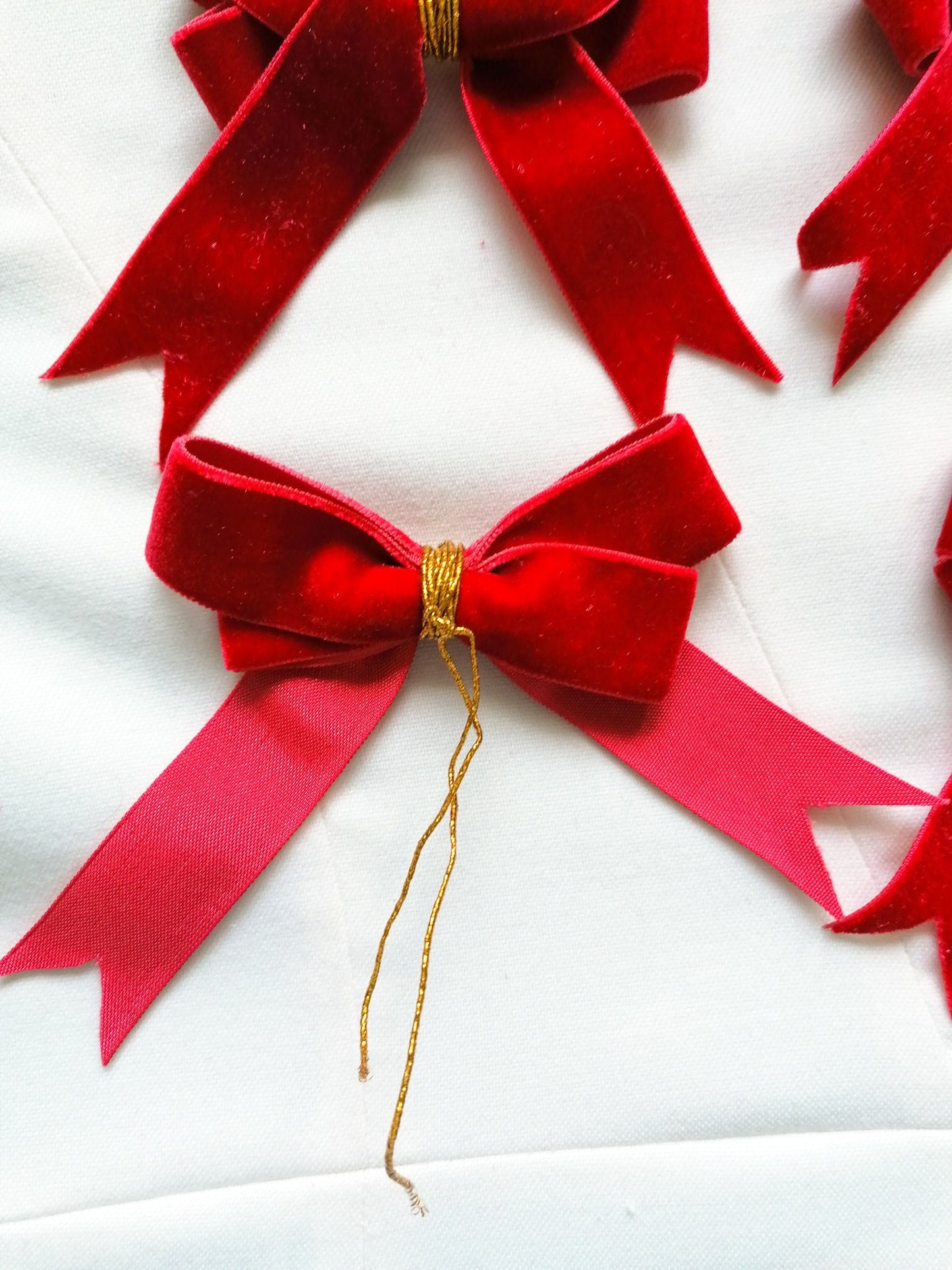 Red velvet bow ornaments