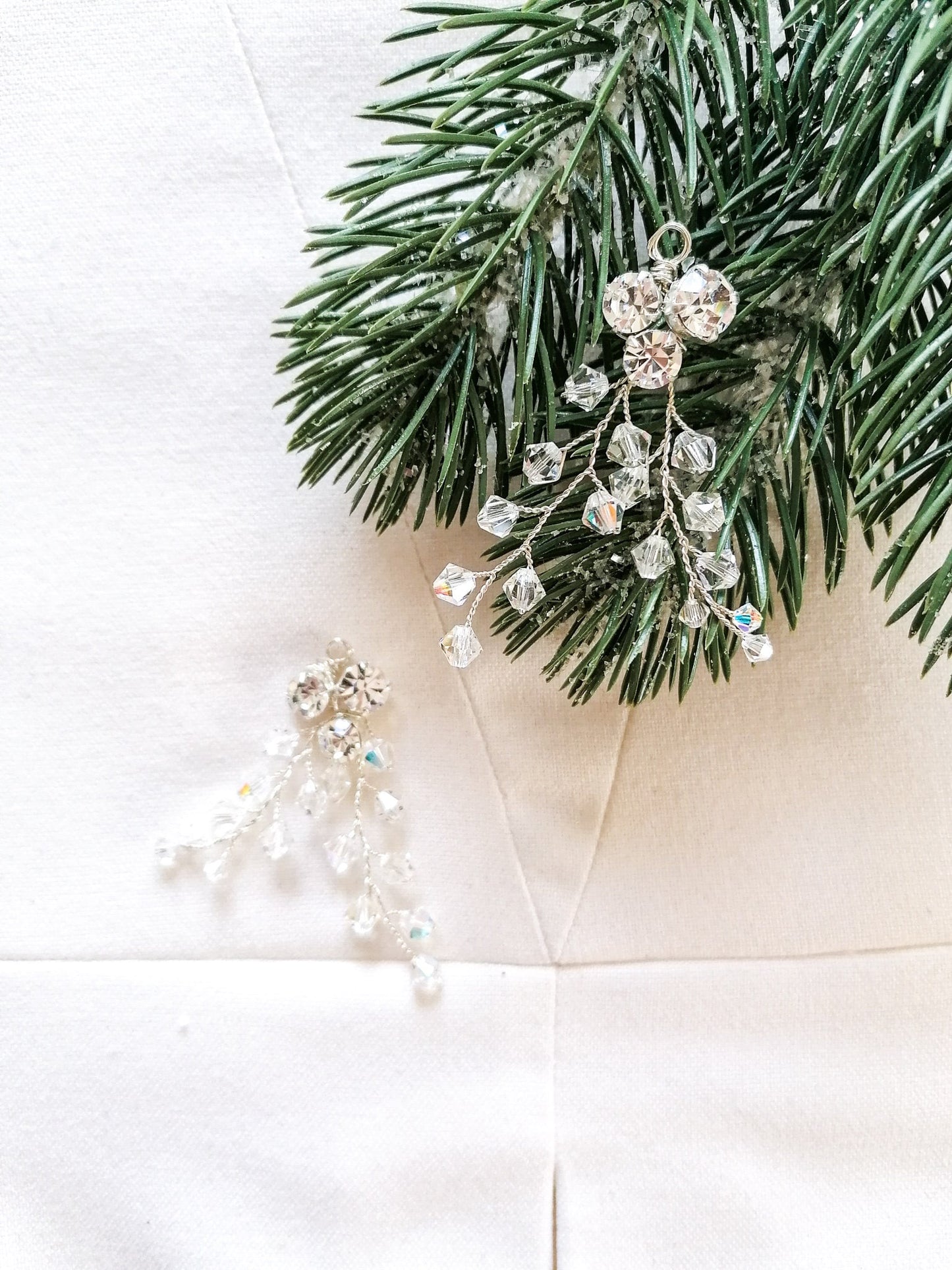 Holly twig crystal ornaments
