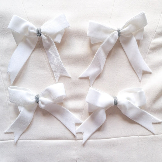 White velvet bow ornaments