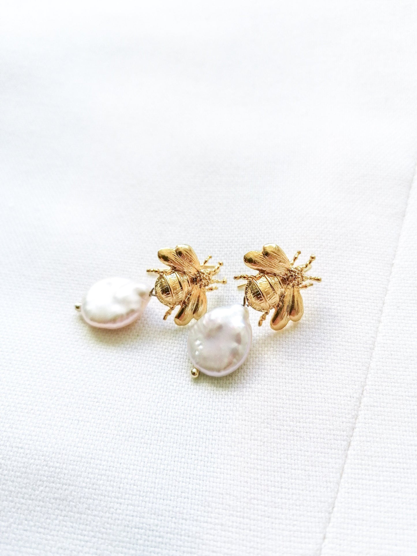 Bumblebee pearl earrings