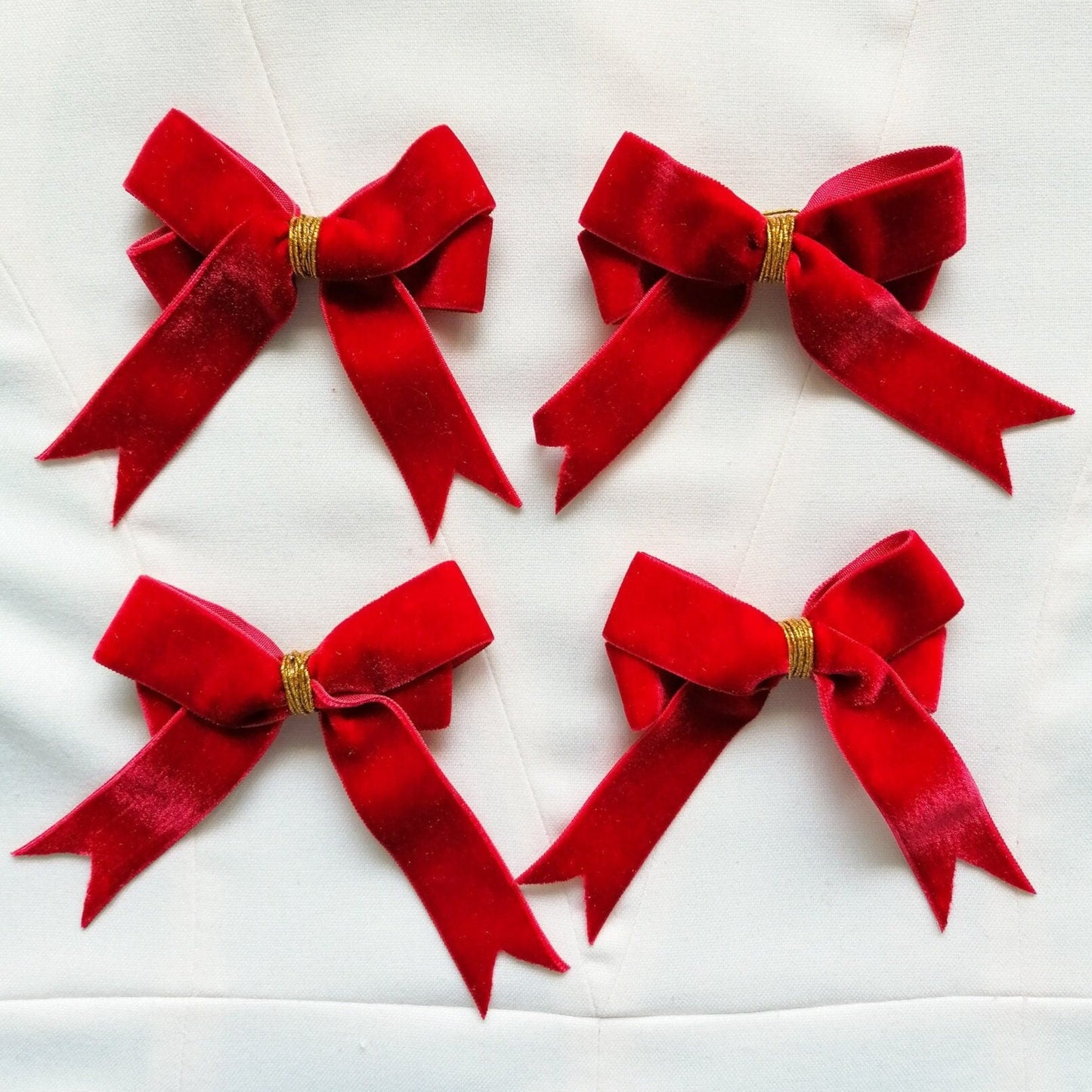 Red velvet bow ornaments