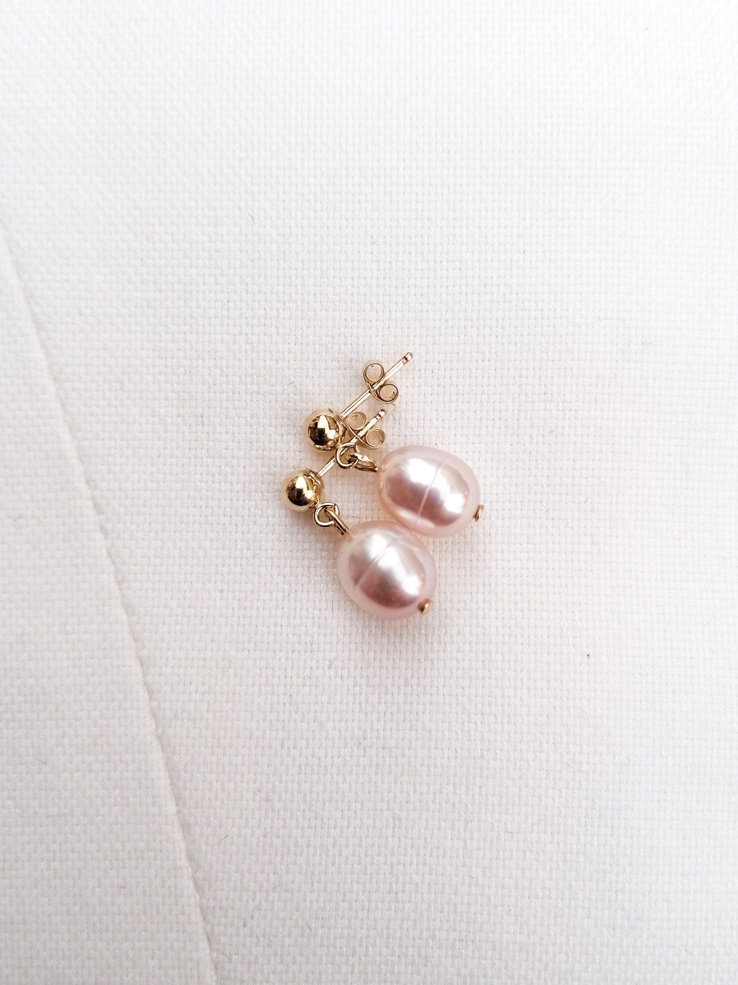 Pink pearl earrings - gold filled