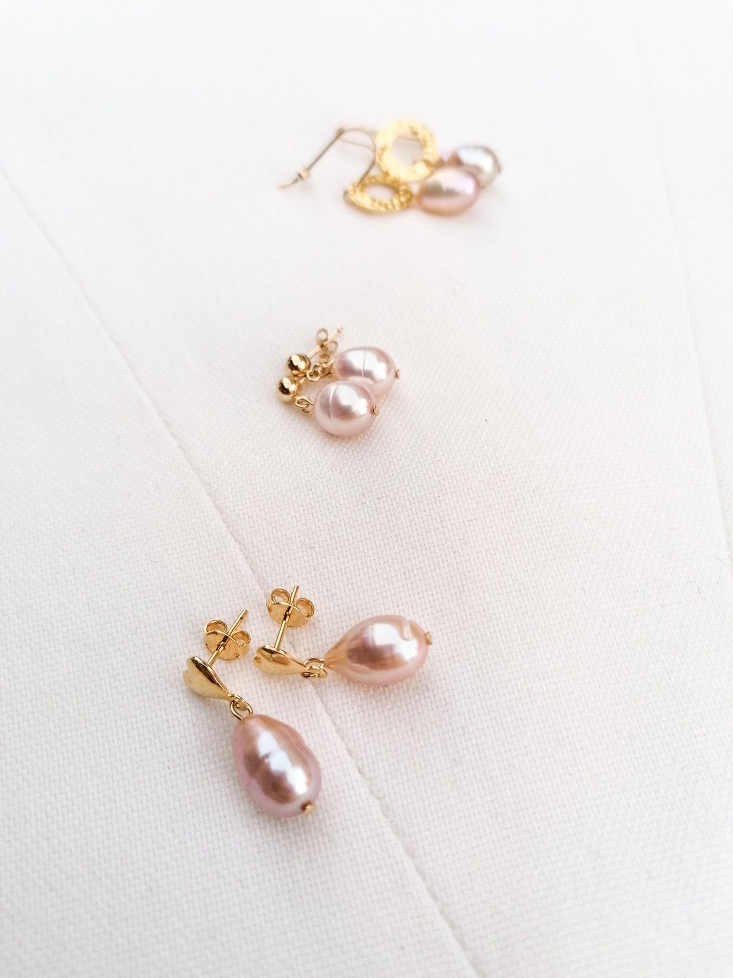 Pink pearl earrings - gold filled