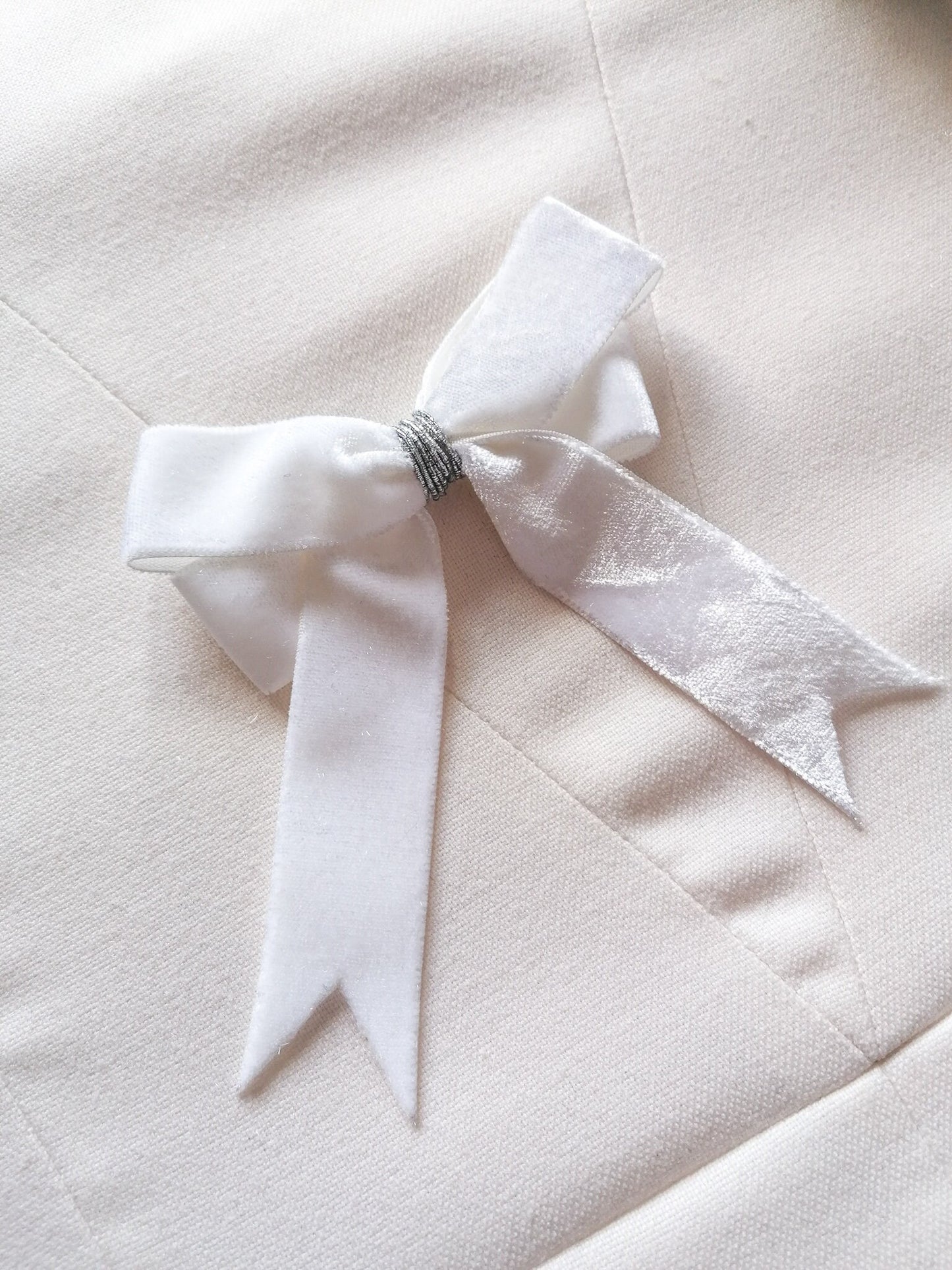 White velvet bow ornaments