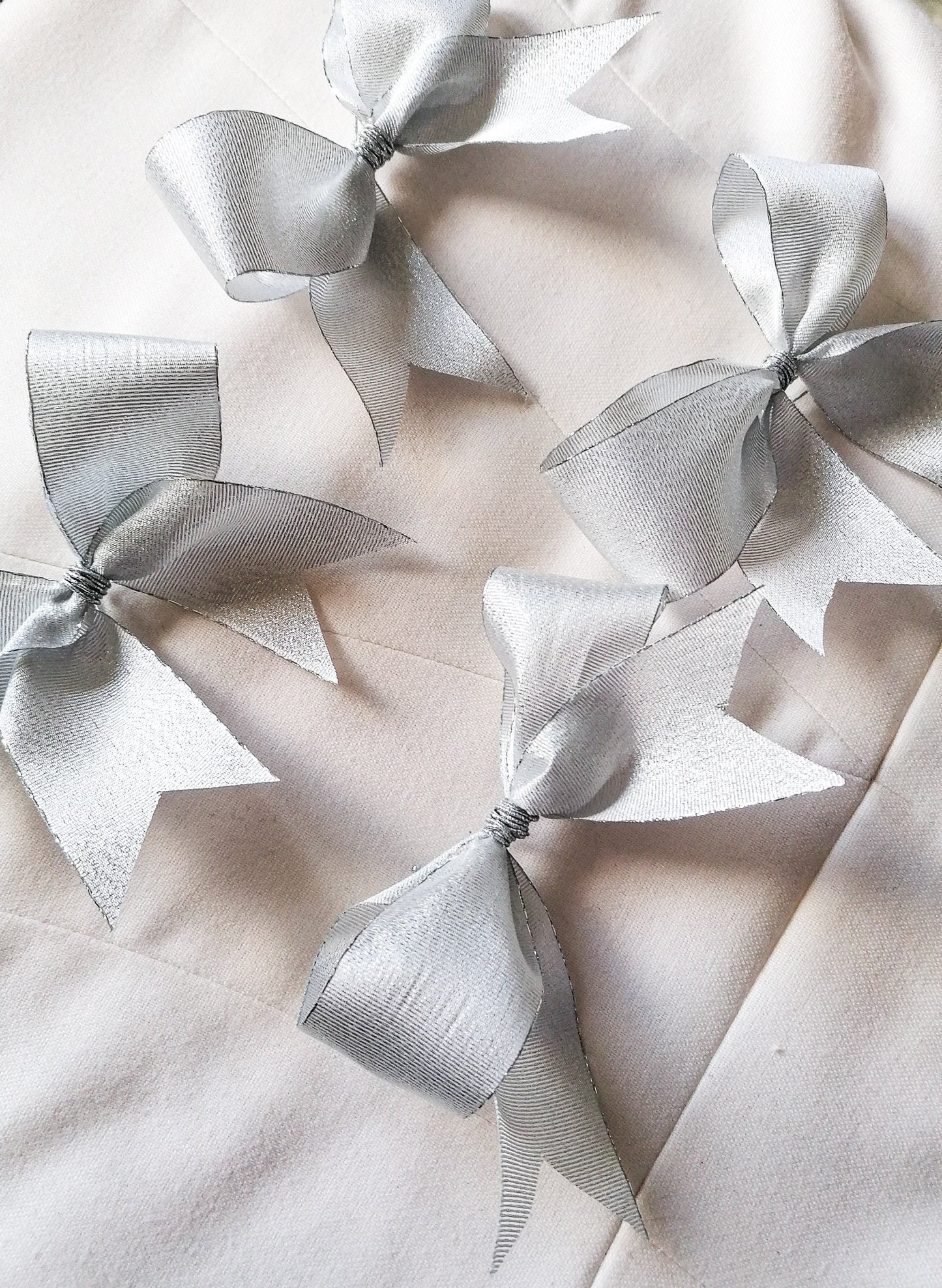 Silver bow ornaments