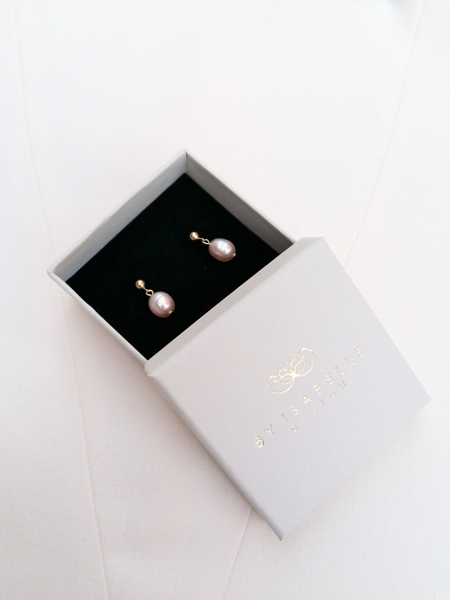 Pink pearl earrings - gold filled
