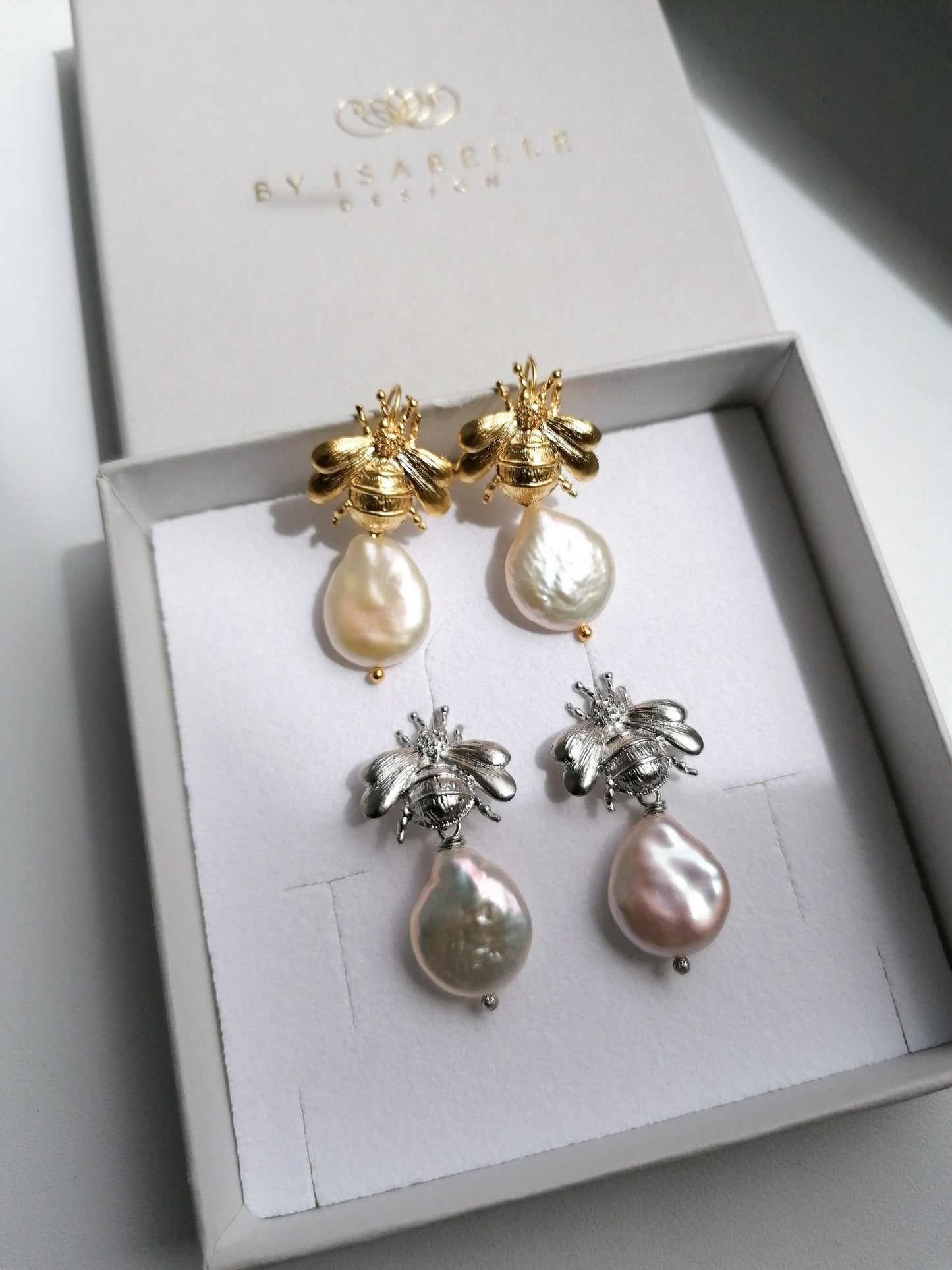 Bumblebee pearl earrings