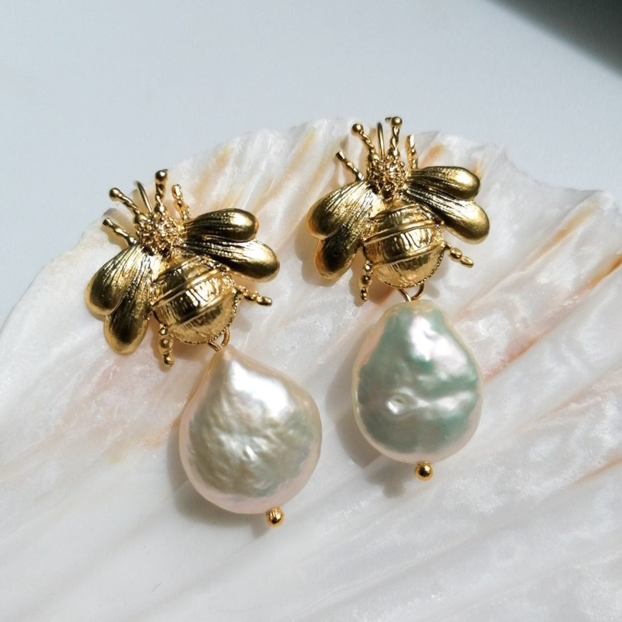 Bumblebee pearl earrings